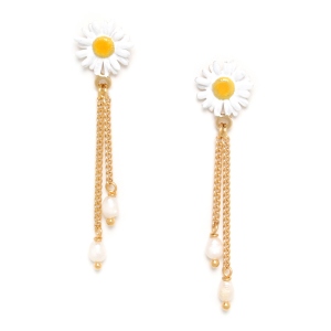 Boucles d'oreilles Franck Herval Daisy pâquerette 2 chaînes