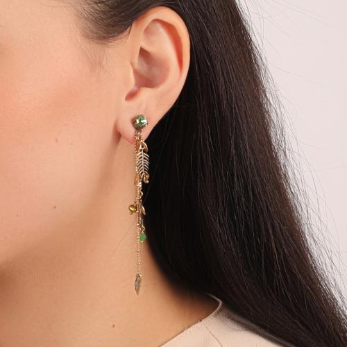 Boucles d'oreilles Franck Herval Leelou 3 chaines & strass