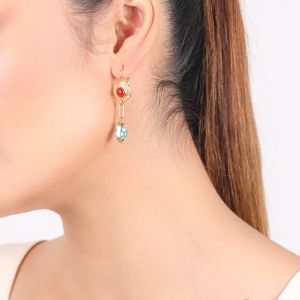 Boucles d'oreilles Franck Herval Sora dormeuses pampille turquoise