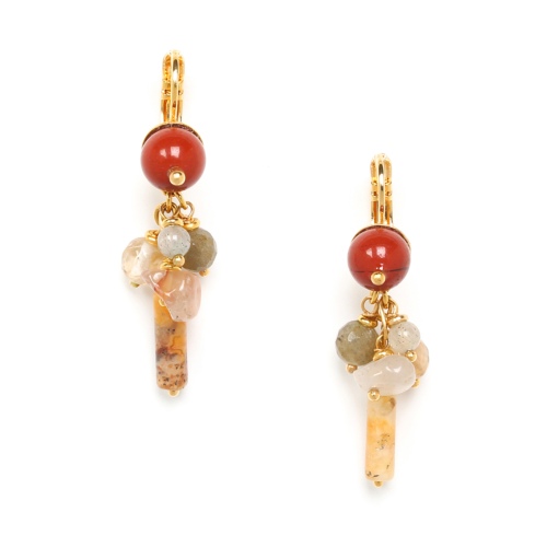Boucles d'oreilles Nature Bijoux Canyon top perle de Jaspe rouge