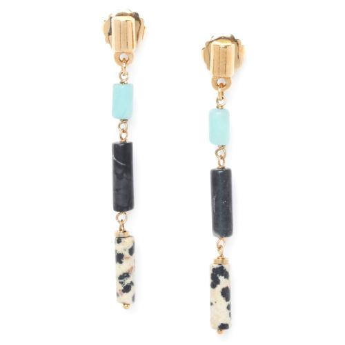 Boucles d'oreilles Nature Bijoux Pipeline Jaspe, Picasso & Amazonite