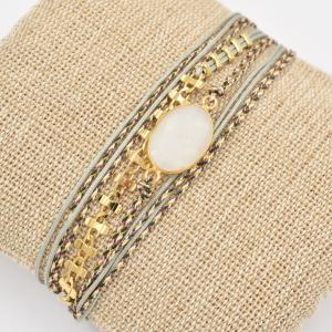 Bracelet By Garance Rita doré gris Onyx blanc