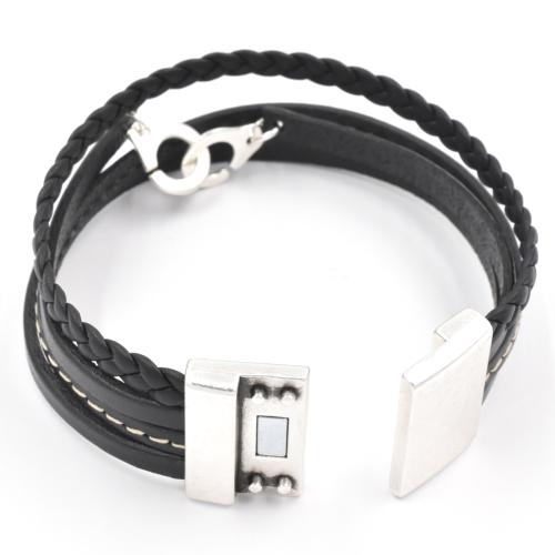 Bracelet Magnum homme cuir manchette Menot'Chic noir M