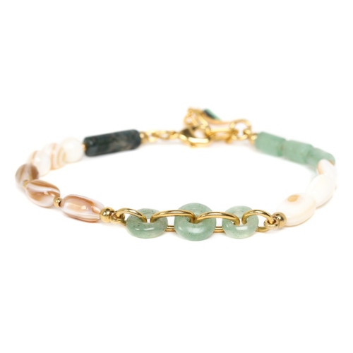 Bracelet Nature Bijoux Menthe à l'eau ajustable 3 anneaux