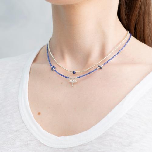 Collier a Beautiful Story Wildflower argenté Pierre Lapis-Lazuli