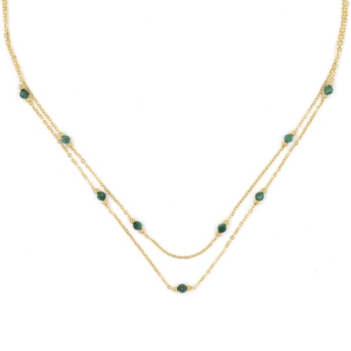 Collier ZAG Falls doré & Pierres Malachite