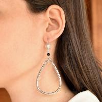 Boucles d'oreilles Shabada Timeless grand anneau perle noire