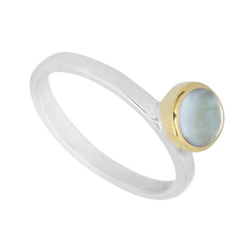 Bague Canyon argent petite Nacre grise décalée taille 56