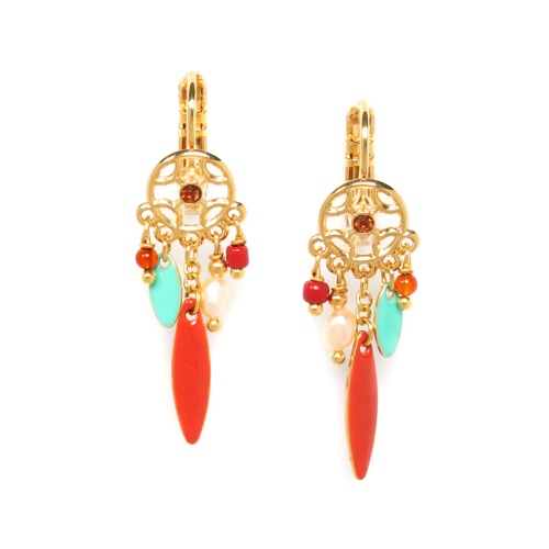 Boucles d'oreilles Franck Herval Céline pampille terracotta