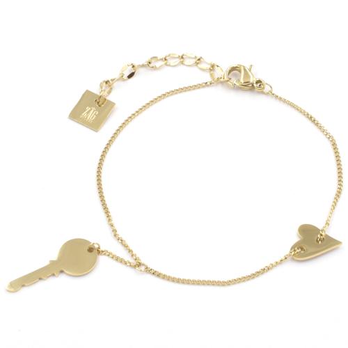 Bracelet ZAG dor coeur et cl