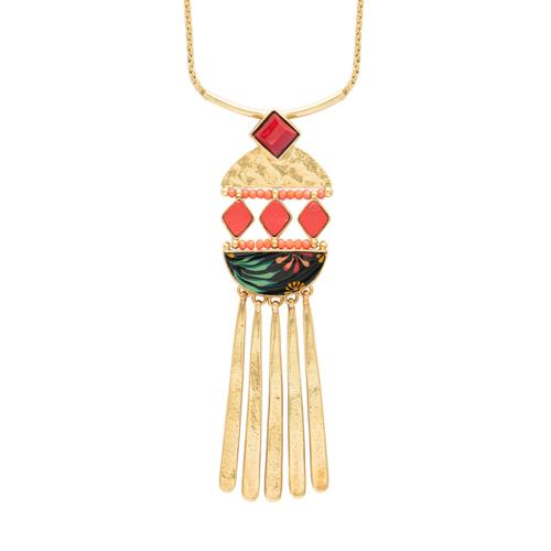 Collier Taratata Rose Bonbon doré rouge