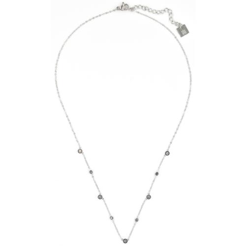 Collier ZAG argenté 5 Strass et Pierres Hématite
