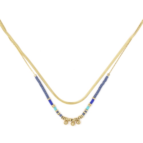 Collier ZAG Eva multirang doré bleu