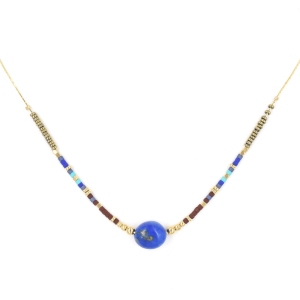 Collier ZAG Roma doré Pierre Lapis-Lazuli