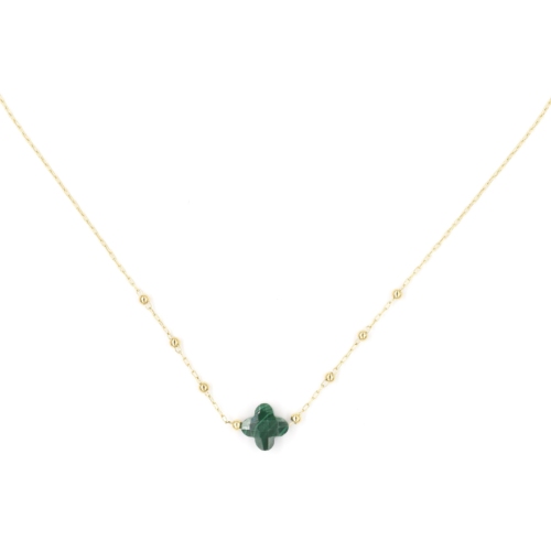 Collier ZAG Velasquez doré Trèfle vert Malachite