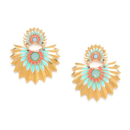 Boucles d'oreilles Franck Herval Judy 2 feuilles émaillées