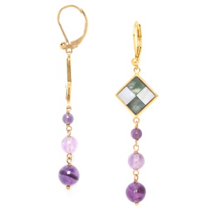 Boucles d'oreilles Nature Bijoux Le Square trois perles Améthyste