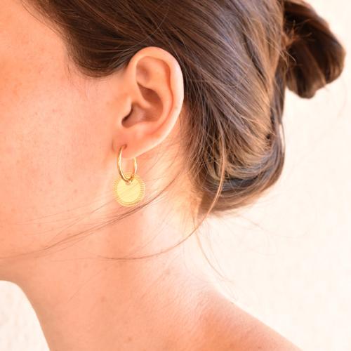 Boucles d'oreilles ZAG Créoles Disque denté doré