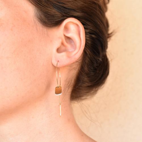 Boucles d'oreilles ZAG Créoles médaille et chaine dorées