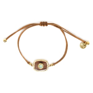 Bracelet Franck Herval Théa cordon & médaillon carré