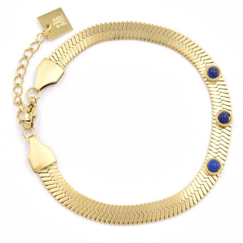 Bracelet ZAG Efia doré Lapis-Lazuli