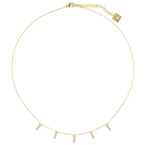 Collier ZAG Allen doré & Cristaux de Zirconium