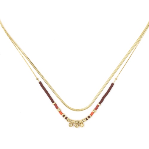 Collier ZAG Eva multirang doré rouge