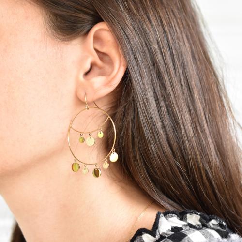 Boucles d'oreilles ZAG créoles dorées gitanes mini disques