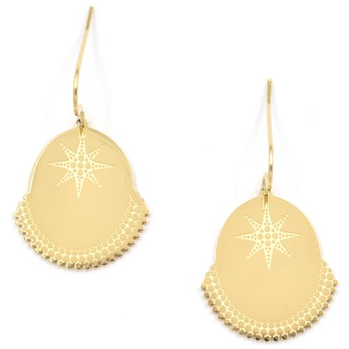 Boucles d'oreilles ZAG pendentif dentelle dore