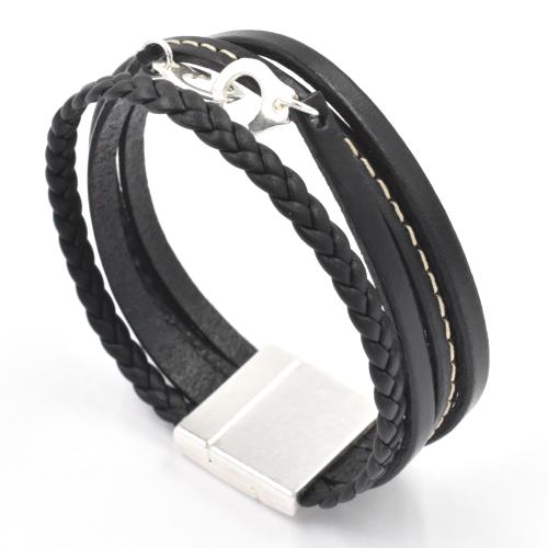 Bracelet Magnum homme cuir manchette Menot'Chic noir M