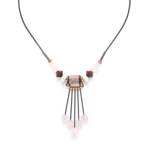 Collier Nature Bijoux Choco rose 5 pampilles