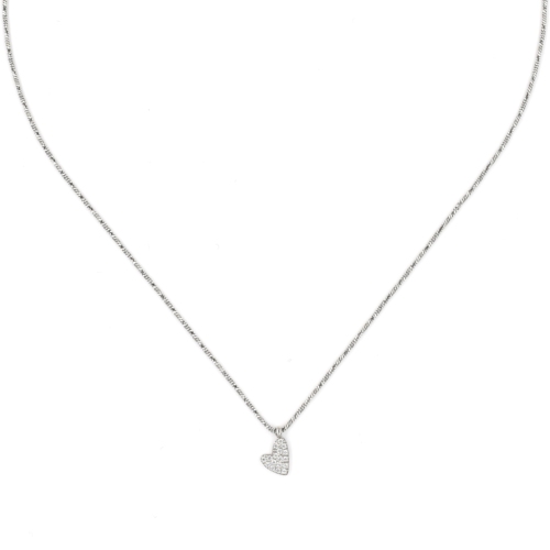 Collier ZAG Amour fou argenté & Cristaux de Zirconium