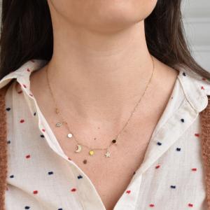 Collier ZAG Georgetown doré & Cristaux de Zirconium