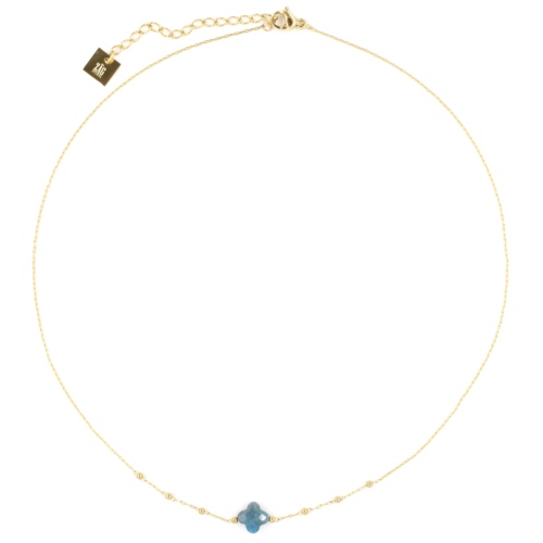 Collier ZAG Velasquez doré Trèfle Pierre Apatite