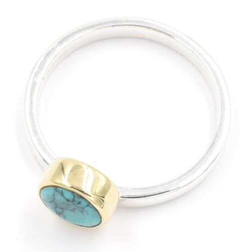 Bague Canyon argent petite Pierre Turquoise reconstituée décalée taille 54