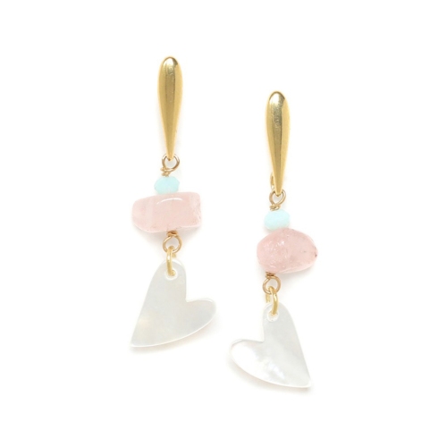 Boucles d'oreilles Franck Herval Joanna coeur Nacre