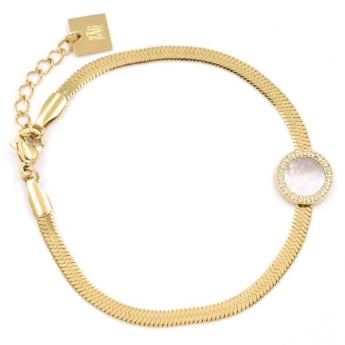 Bracelet ZAG Hudson dor mdaille de Nacre blanche 