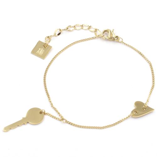Bracelet ZAG doré coeur et clé