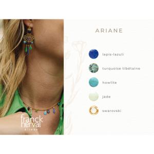 Boucles d'oreilles Franck Herval Ariane dormeuses goutte verte