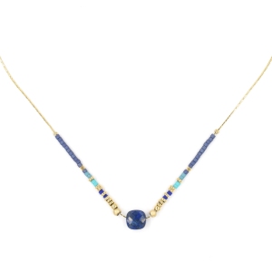 Collier ZAG Amaia doré Pierre Lapis-Lazuli