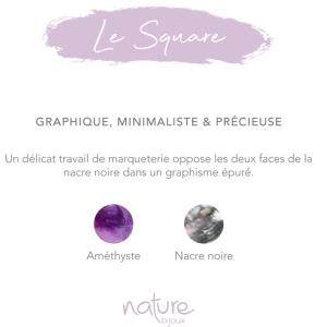 Boucles d'oreilles Nature Bijoux Le Square trois perles Améthyste