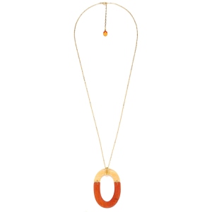 Sautoir Nature Bijoux Sunshine pendentif ovale