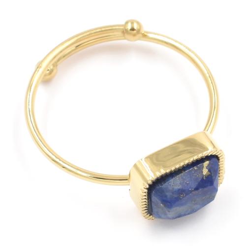 Bague ZAG dorée Pierre Lapis-Lazuli rectangulaire