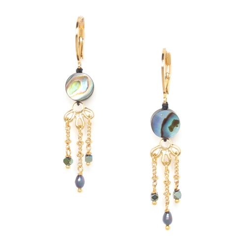 Boucles d'oreilles Franck Herval Laura 3 rangs avec perles
