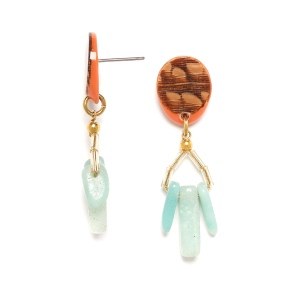 Boucles d'oreilles Nature Bijoux Galapagos 3 perles Amazonite