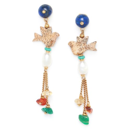 Boucles d'oreilles Nature Bijoux Kali oiseau et perle de culture