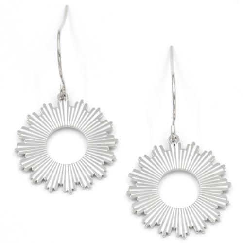 Boucles d'oreilles ZAG médaille rainurée argentée