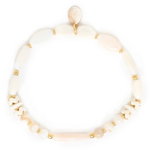 Bracelet Nature Bijoux Ivory extensible perles ovales