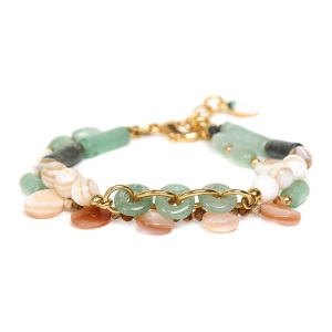 Bracelet Nature Bijoux Menthe à l'eau ajustable 2 rangs