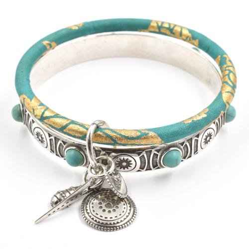 Bracelet Shabada Jonc argent Timeless Shabawax Malibu turquoise M